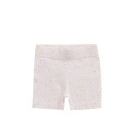 Organic Cotton Everyday Bike Short - Simple Flowers Lilac Childrens Short from Jamie Kay USA