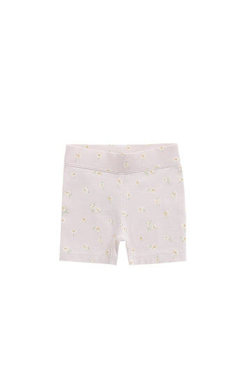 Organic Cotton Everyday Bike Short - Simple Flowers Lilac Childrens Short from Jamie Kay USA