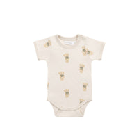 Organic Cotton Hudson Short Sleeve Bodysuit - Little Ted Childrens Bodysuit from Jamie Kay USA