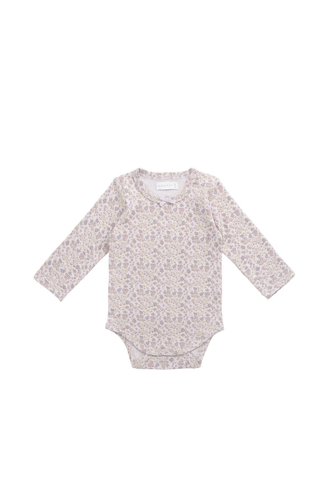 Organic Cotton Long Sleeve Bodysuit - Amber Floral Lilac Ash Childrens Bodysuit from Jamie Kay USA