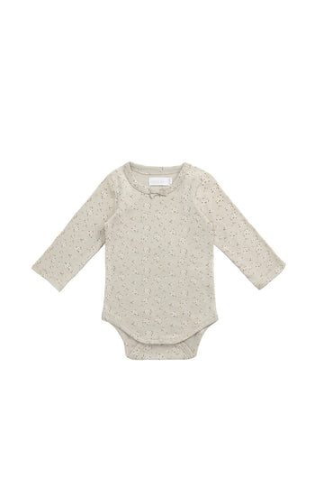 Organic Cotton Long Sleeve Bodysuit - Lulu Honeydew Childrens Bodysuit from Jamie Kay USA