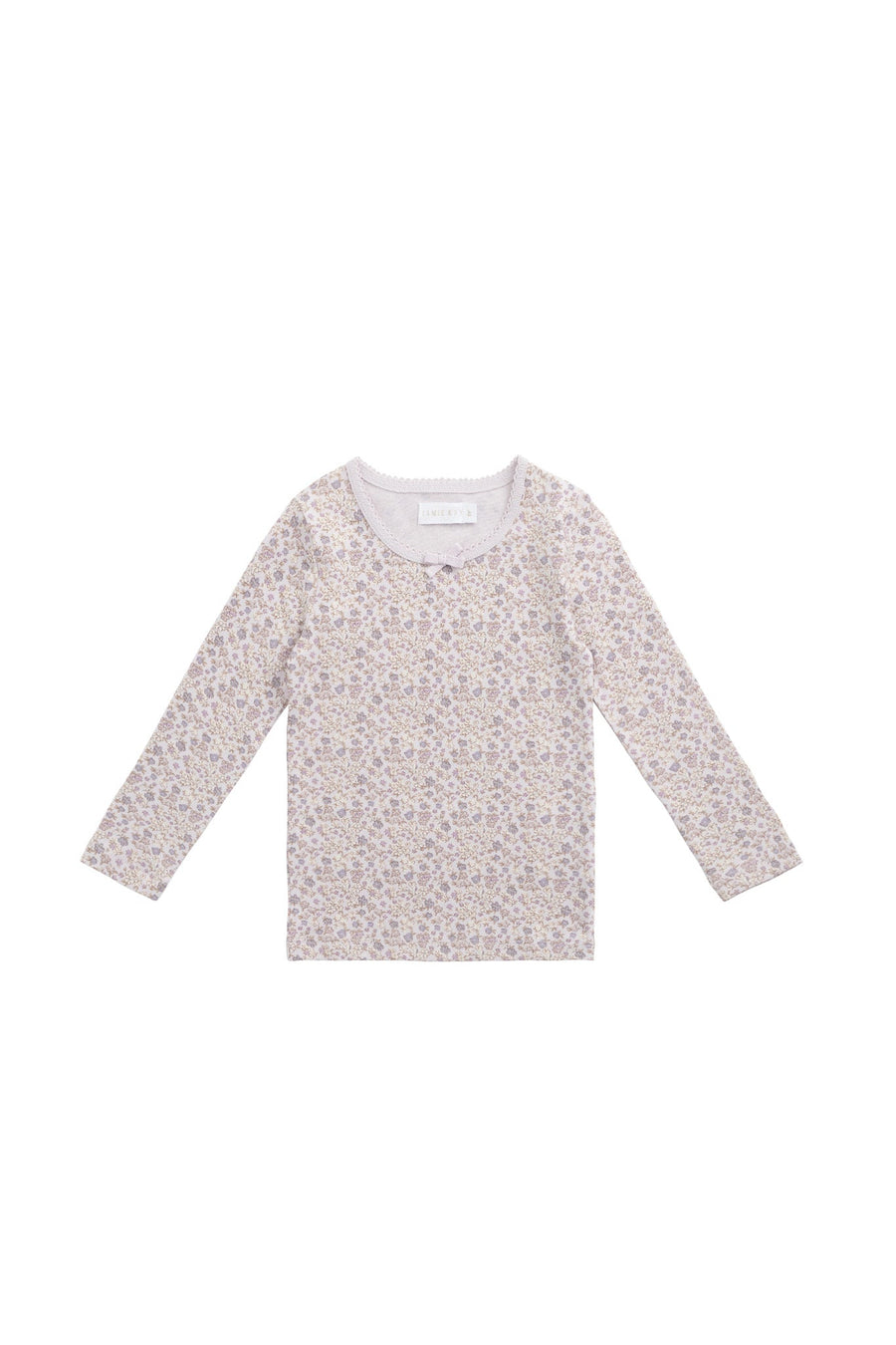 Organic Cotton Long Sleeve Top - Amber Floral Lilac Ash Childrens Top from Jamie Kay USA