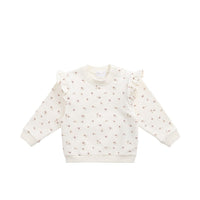 Organic Cotton Maple Sweatshirt - Simple Flowers Egret Childrens Top from Jamie Kay USA