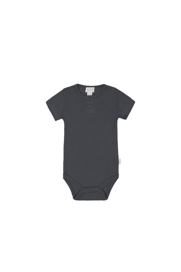 Organic Cotton Modal Darcy Rib Tee Bodysuit - Icelandic Marle Childrens Bodysuit from Jamie Kay USA