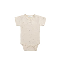 Organic Cotton Modal Darcy Tee Bodysuit - Milky Way Buff Childrens Bodysuit from Jamie Kay USA