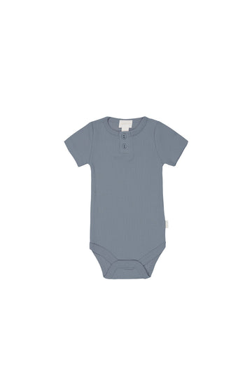 Organic Cotton Modal Darcy Rib Tee Bodysuit - Pebble Childrens Bodysuit from Jamie Kay USA