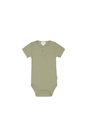 Organic Cotton Modal Darcy Rib Tee Bodysuit - Tea Tree Childrens Bodysuit from Jamie Kay USA