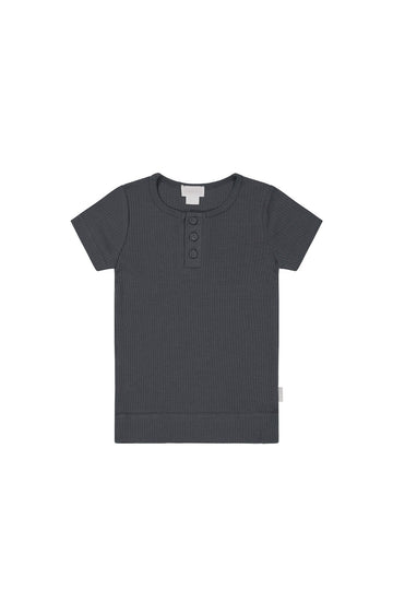 Organic Cotton Modal Henley Tee - Icelandic Marle Childrens Top from Jamie Kay USA