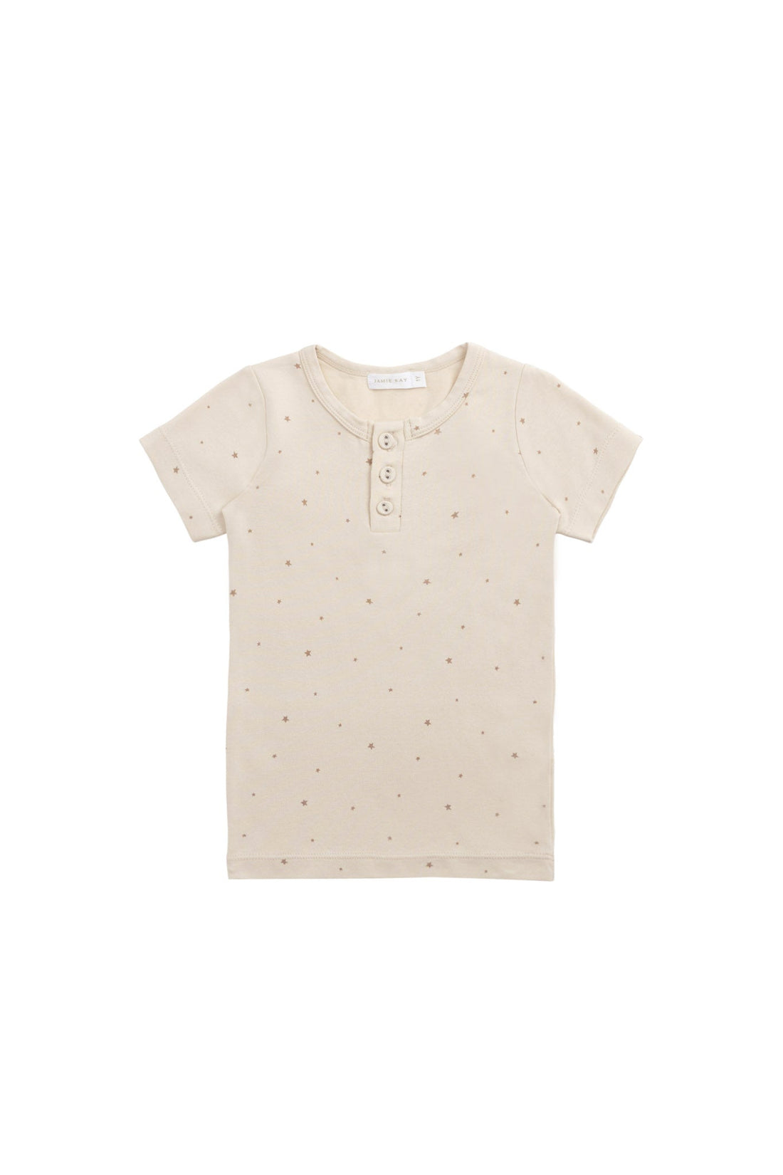 Organic Cotton Modal Henley Tee - Milky Way Buff Childrens Top from Jamie Kay USA