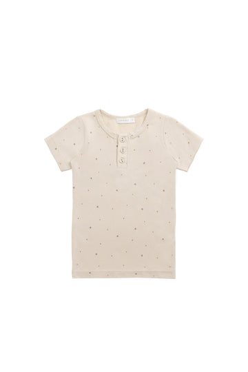 Organic Cotton Modal Henley Tee - Milky Way Buff Childrens Top from Jamie Kay USA