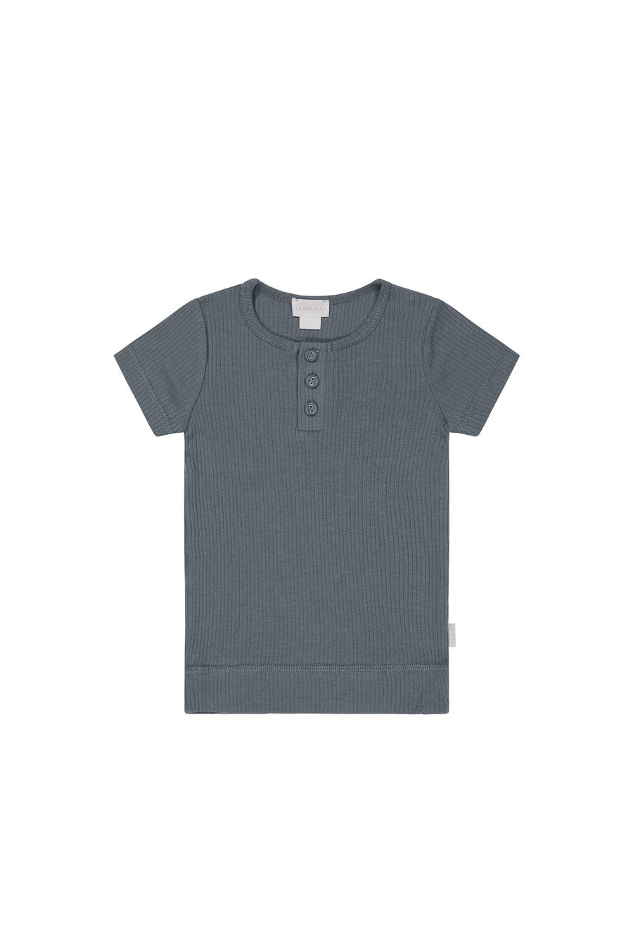 Organic Cotton Modal Henley Tee - Smoke Childrens Top from Jamie Kay USA