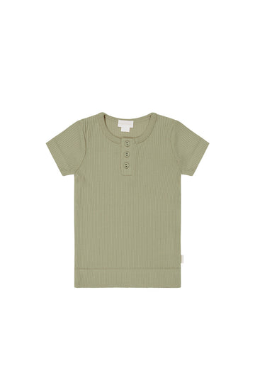 Organic Cotton Modal Henley Tee - Tea Tree Childrens Top from Jamie Kay USA