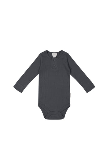 Organic Cotton Modal Long Sleeve Bodysuit - Icelandic Marle Childrens Bodysuit from Jamie Kay USA