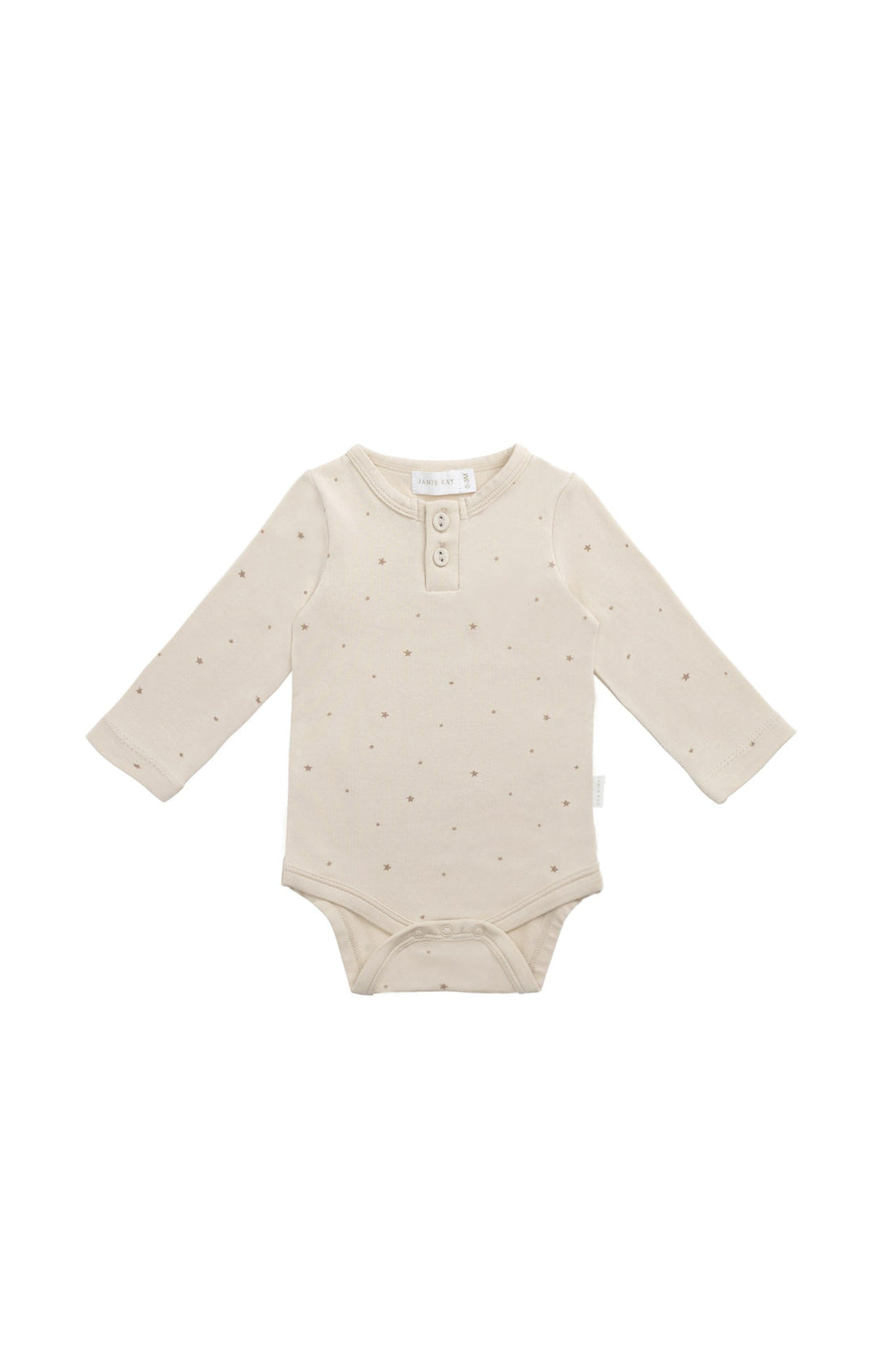 Organic Cotton Modal Long Sleeve Bodysuit - Milky Way Buff Childrens Bodysuit from Jamie Kay USA