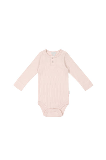 Organic Cotton Modal Long Sleeve Bodysuit - Morgan Pink Childrens Bodysuit from Jamie Kay USA