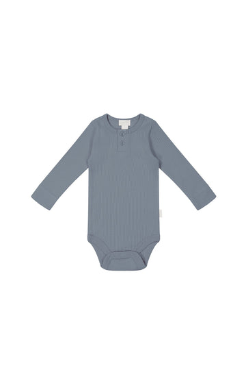 Organic Cotton Modal Long Sleeve Bodysuit - Pebble Childrens Bodysuit from Jamie Kay USA