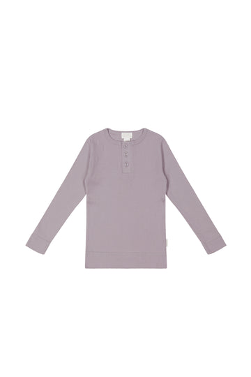 Organic Cotton Modal Long Sleeve Henley - Vintage Berry Childrens Top from Jamie Kay USA