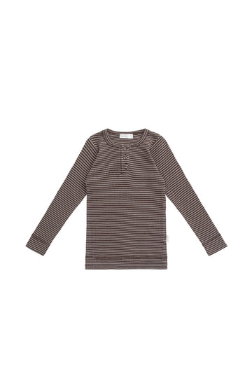 Organic Cotton Modal Long Sleeve Top - Little Stripe Earth/Cloud Childrens Top from Jamie Kay USA