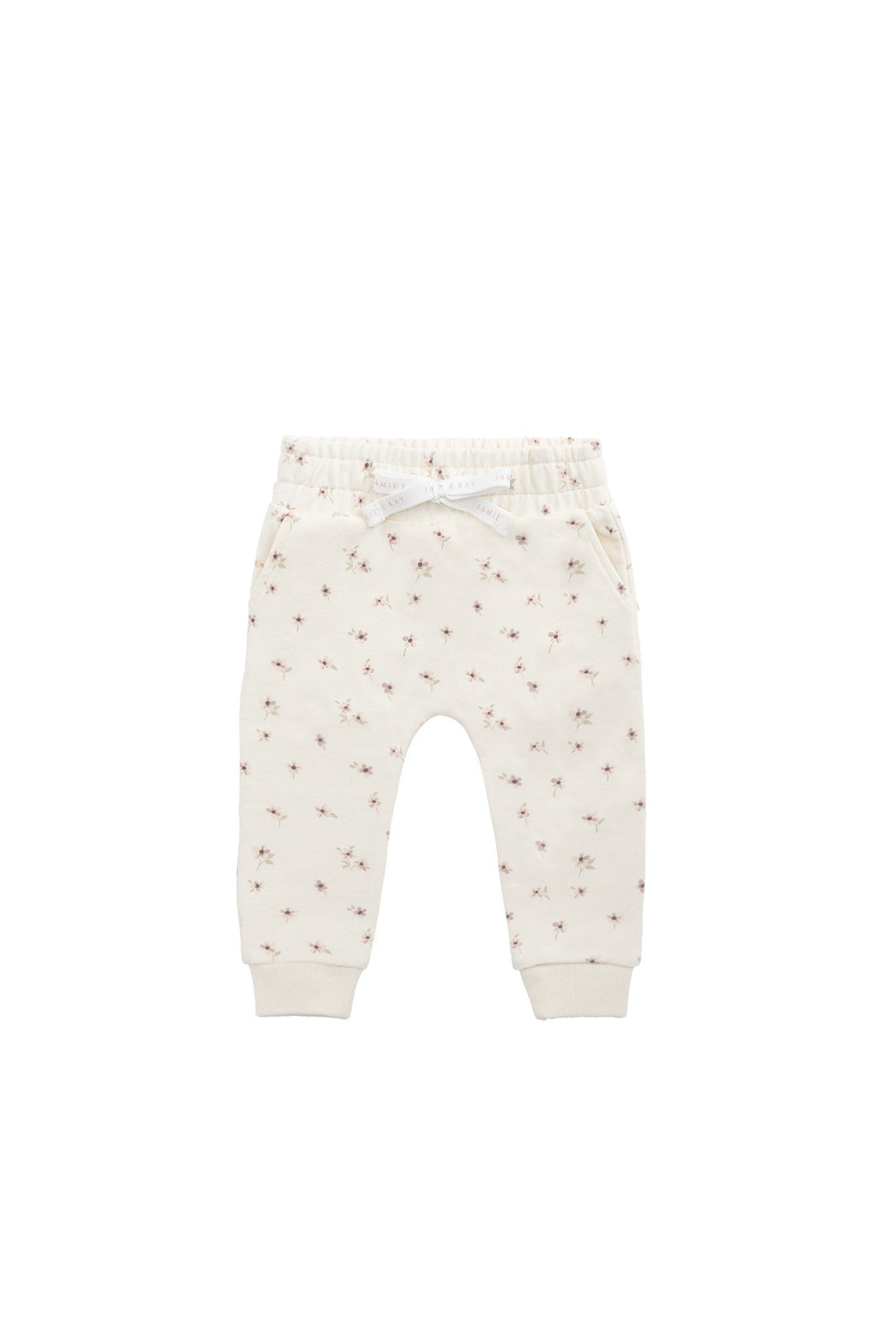 Organic Cotton Morgan Track Pant - Simple Flowers Egret Childrens Pant from Jamie Kay USA