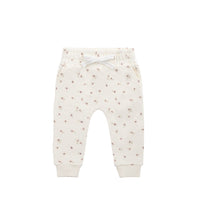 Organic Cotton Morgan Track Pant - Simple Flowers Egret Childrens Pant from Jamie Kay USA