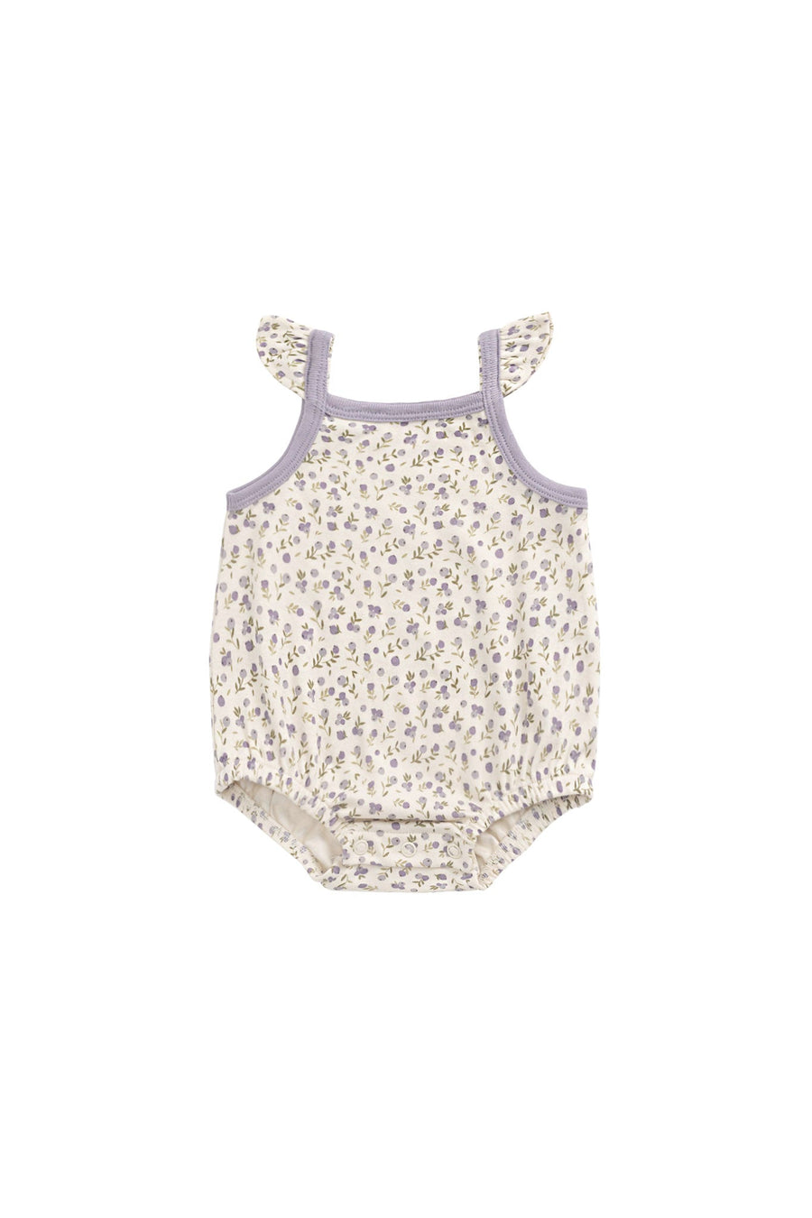 Organic Cotton Prarie Playsuit - Blueberry Field Raindrops Childrens Playsuit from Jamie Kay USA