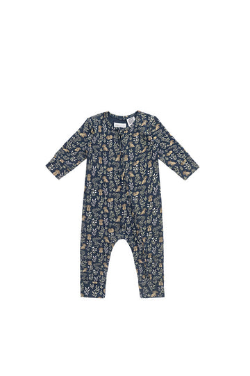 Organic Cotton Reese Zip Onepiece - Charlies Backyard Navy Childrens Onepiece from Jamie Kay USA