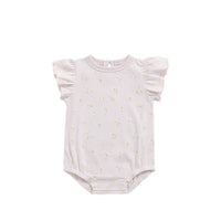 Organic Cotton Sage Onepiece - Simple Flowers Lilac Childrens Onepiece from Jamie Kay USA