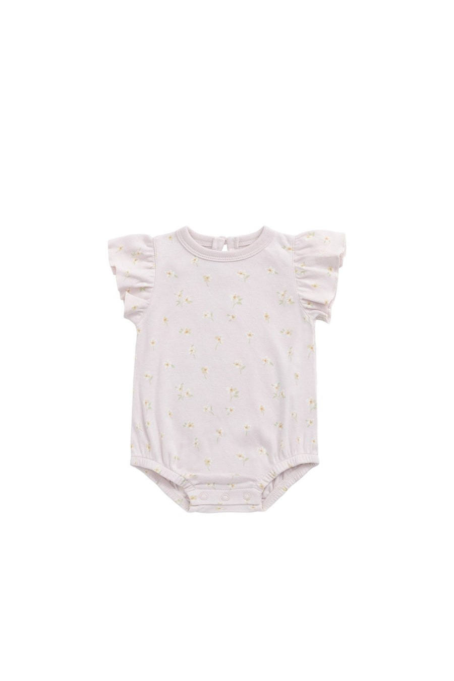 Organic Cotton Sage Onepiece - Simple Flowers Lilac Childrens Onepiece from Jamie Kay USA