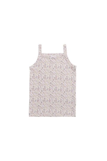 Organic Cotton Singlet - Amber Floral Lilac Ash Childrens Singlet from Jamie Kay USA