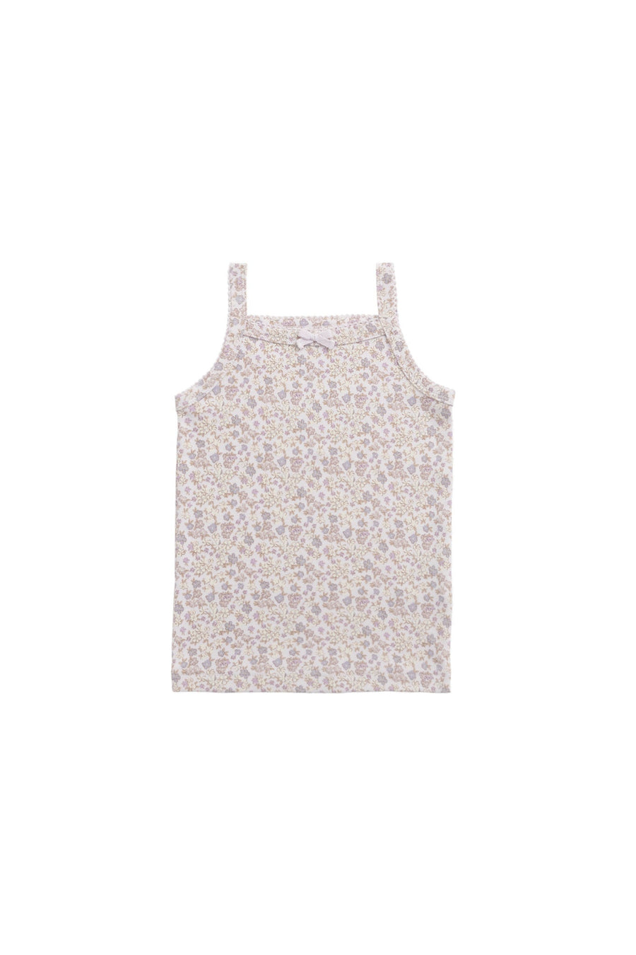 Organic Cotton Singlet - Amber Floral Lilac Ash Childrens Singlet from Jamie Kay USA