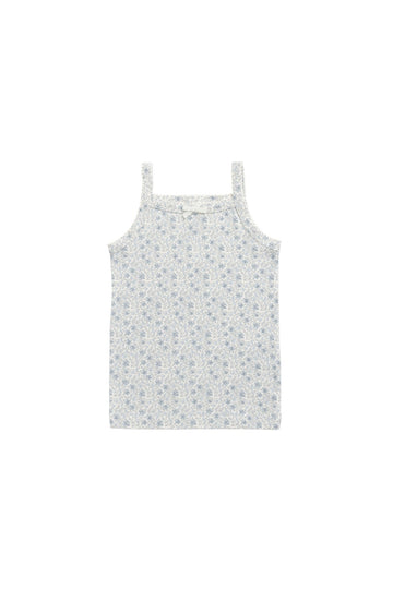 Organic Cotton Singlet - Claudette Pearl Blue Childrens Singlet from Jamie Kay USA