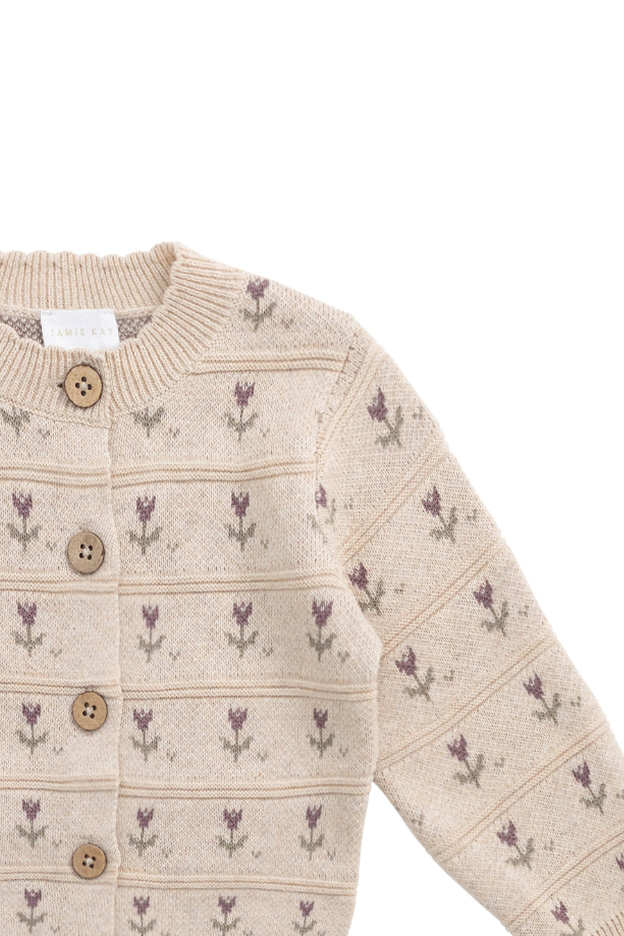 Penny Knitted Cardigan - Penny Flower Jacquard Childrens Cardigan from Jamie Kay USA