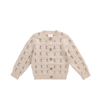 Penny Knitted Cardigan - Penny Flower Jacquard Childrens Cardigan from Jamie Kay USA