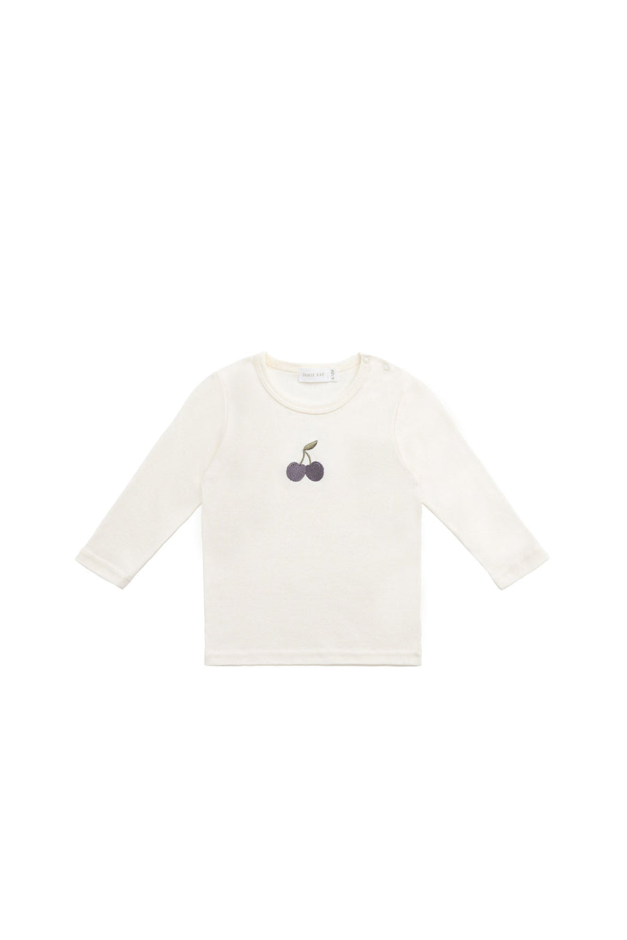 Pima Cotton Vinny Long Sleeve Top - Egret Cherry Love Lilac Childrens Top from Jamie Kay USA