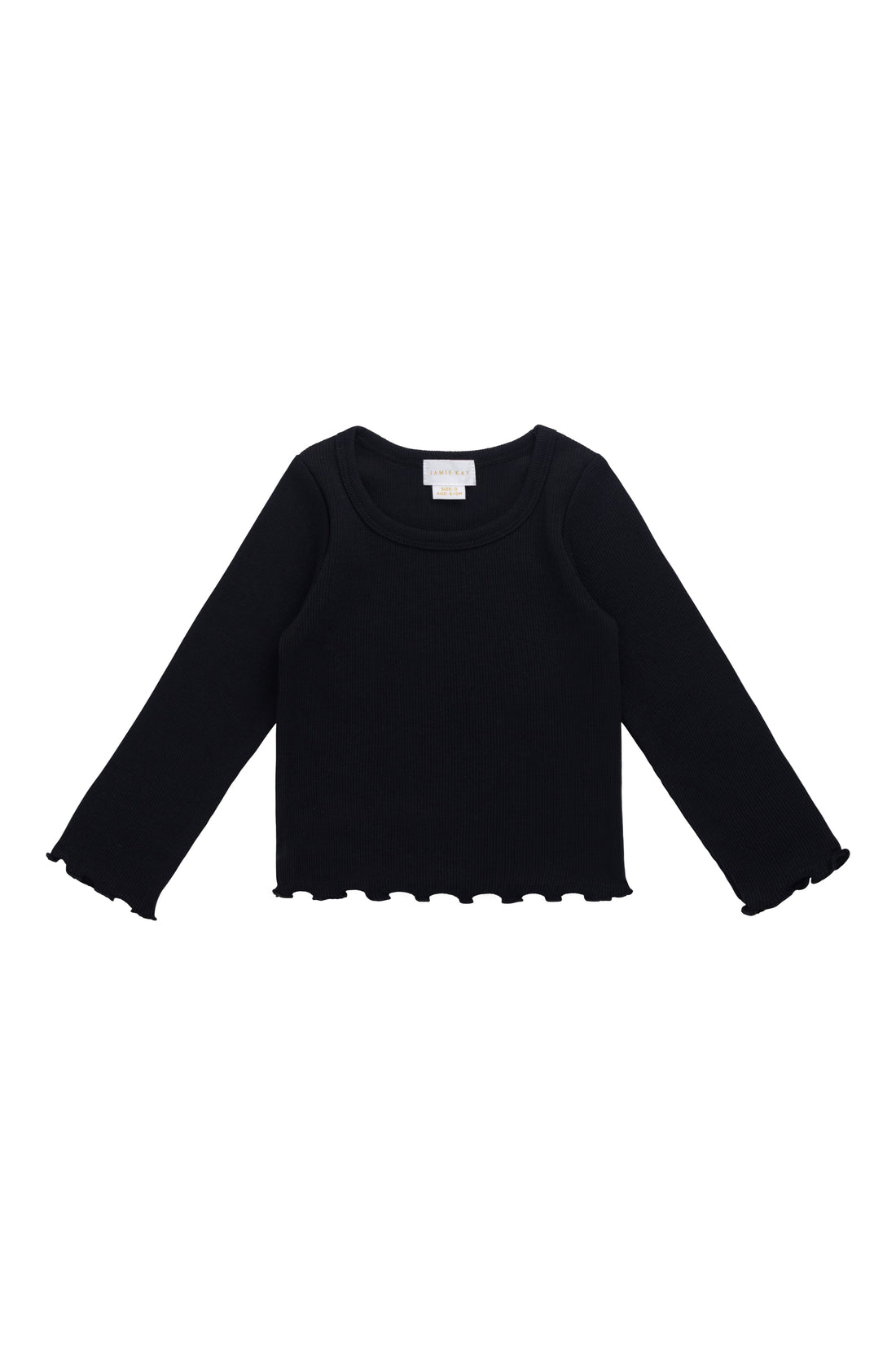 Organic Cotton Fine Rib Agathe Top - Ebony Childrens Top from Jamie Kay USA