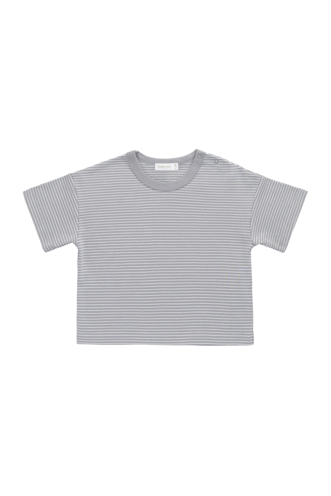 Pima Cotton Wesley Tee - Fine Stripe Missouri/Parchment Childrens Top from Jamie Kay USA