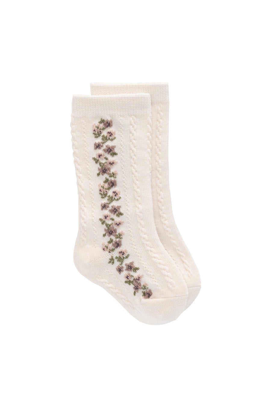 Cassie Knee High Sock - Cassie Floral Jacquard - Bridal Blush Childrens Sock from Jamie Kay USA