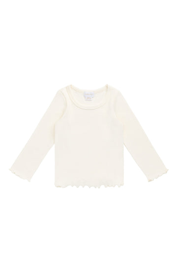 Cotton Fine Rib Agathe Top - Parchment Childrens Top from Jamie Kay USA
