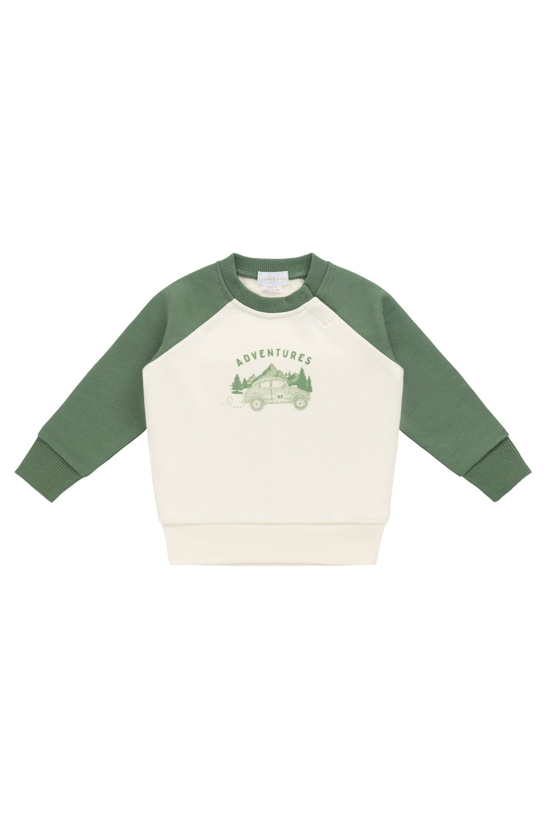 Organic Cotton Alden Sweatshirt - Adventure Buggy Snow Pea Childrens Top from Jamie Kay USA