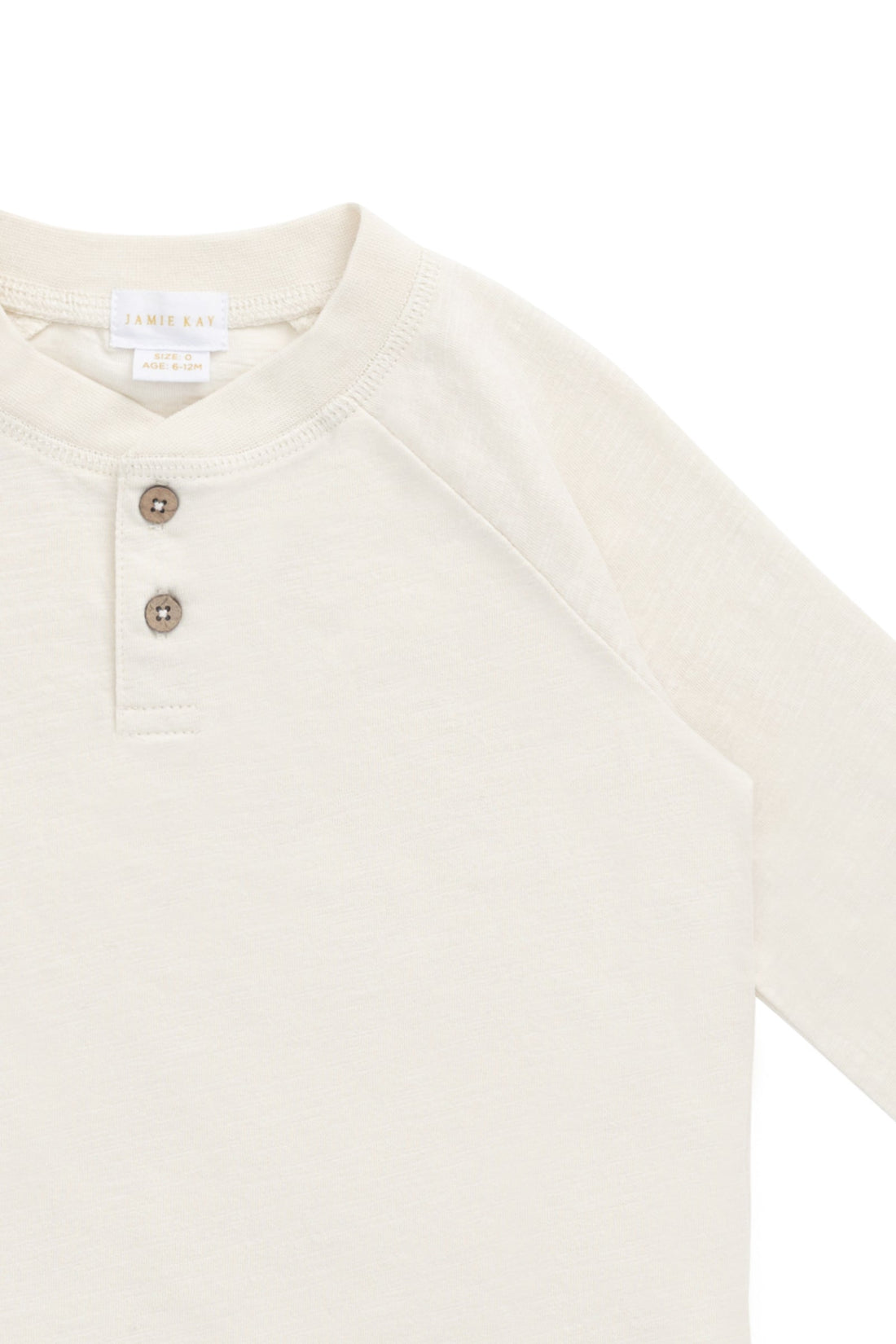 Organic Cotton Lewis Long Sleeve Tee - Parchment Childrens Top from Jamie Kay USA