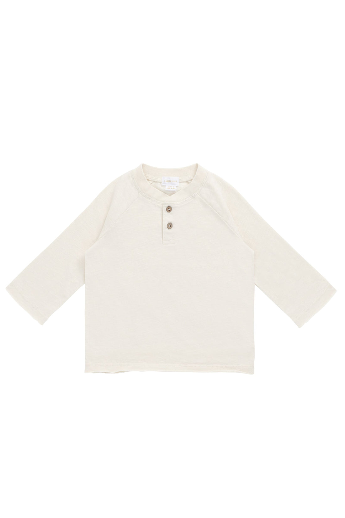 Organic Cotton Lewis Long Sleeve Tee - Parchment Childrens Top from Jamie Kay USA
