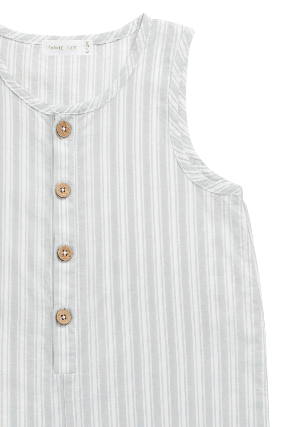 Organic Cotton Milo Jumpsuit - Variegated Stripe Shoreline Childrens Jumpsuit from Jamie Kay USA