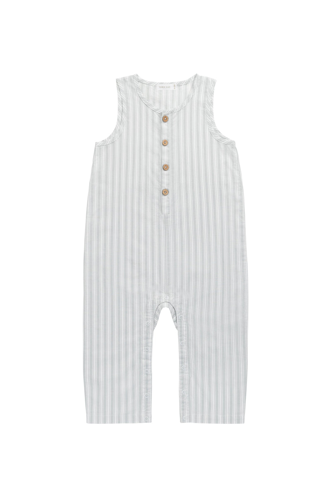 Organic Cotton Milo Jumpsuit - Variegated Stripe Shoreline Childrens Jumpsuit from Jamie Kay USA