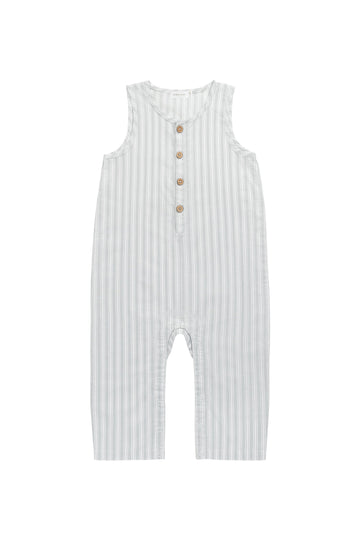 Organic Cotton Milo Jumpsuit - Variegated Stripe Shoreline Childrens Jumpsuit from Jamie Kay USA