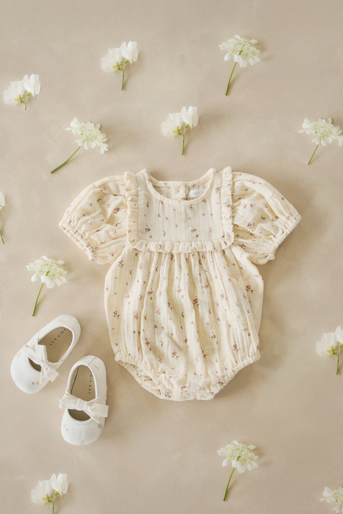 Organic Cotton Muslin Odette Playsuit - Dina Antique Childrens Jumpsuit from Jamie Kay USA