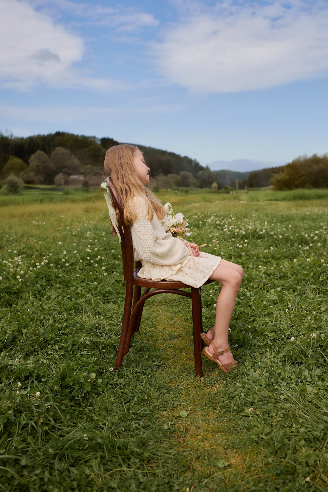 Organic Cotton Muslin Samantha Skirt - Dina Antique Childrens Skirt from Jamie Kay USA