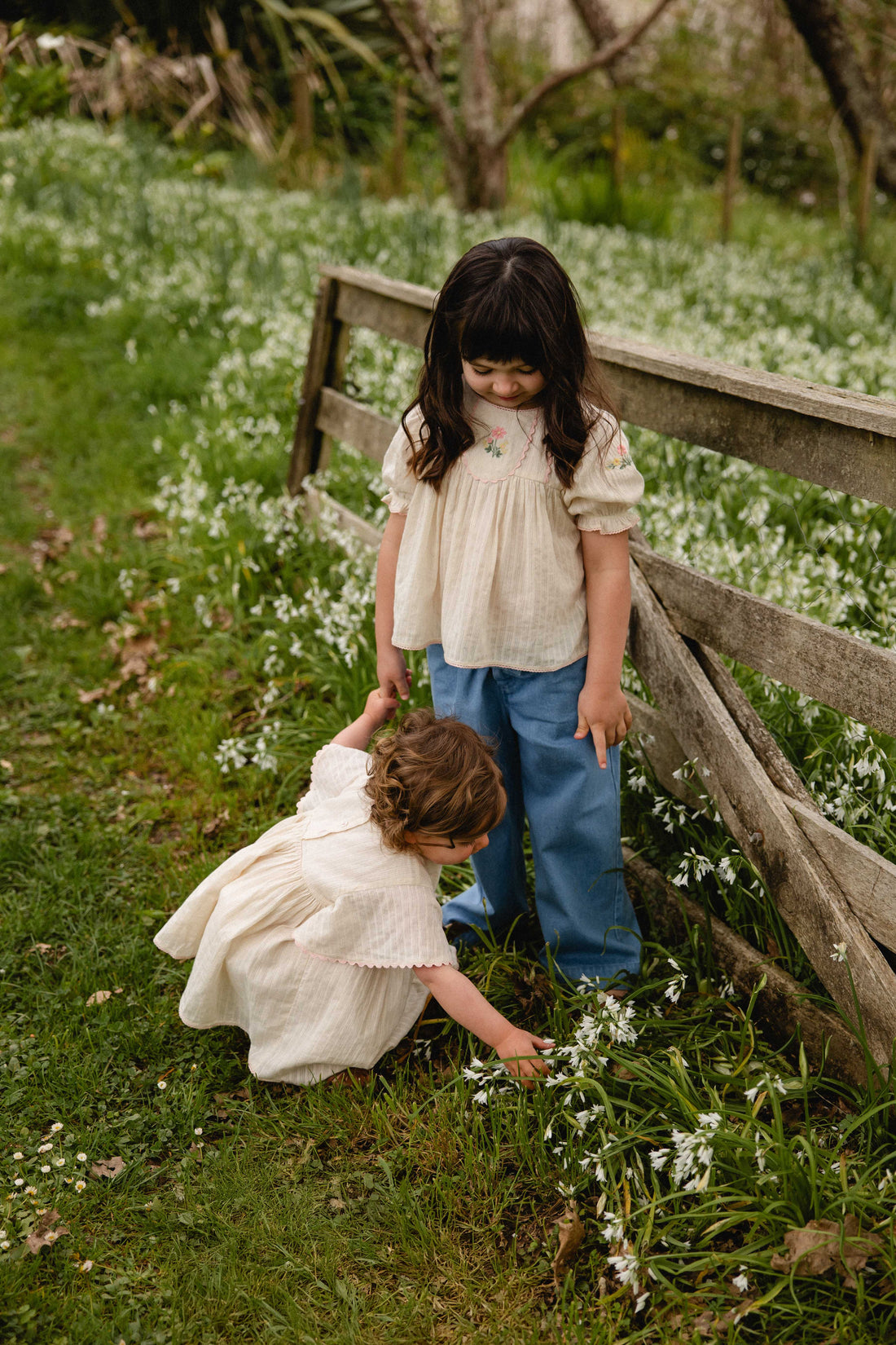 Organic Cotton Whitley Top - Vanilla Embroidery Pink Childrens Top from Jamie Kay USA