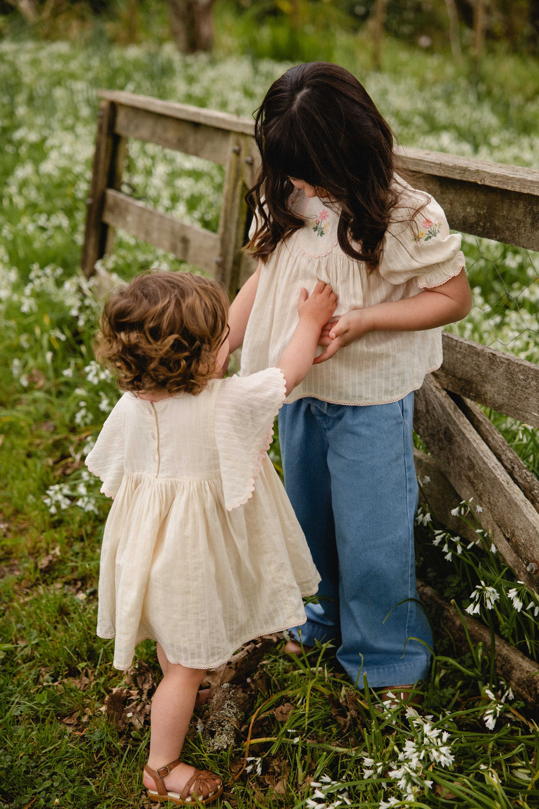 Organic Cotton Whitley Top - Vanilla Embroidery Pink Childrens Top from Jamie Kay USA
