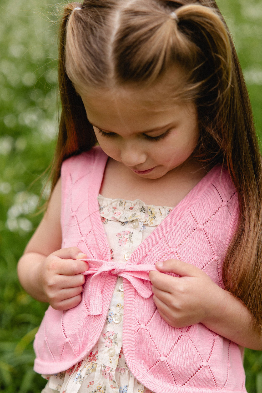 Lilah Knitted Vest - Bubblegum Childrens Vest from Jamie Kay USA