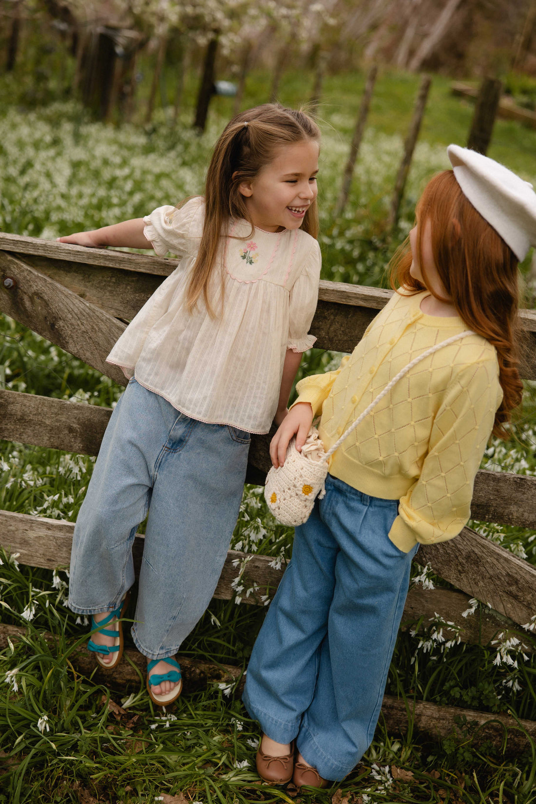 Organic Cotton Whitley Top - Vanilla Embroidery Pink Childrens Top from Jamie Kay USA